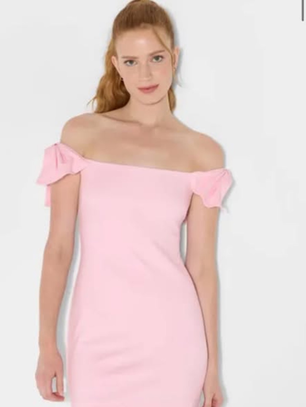 wild fable One-Shoulder Pink Bodycon Dress with Bow Sleeves